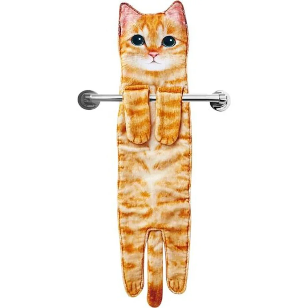 Funny Hand Towels - Cute Cat Decor Hanging Washcloths & Face Towels